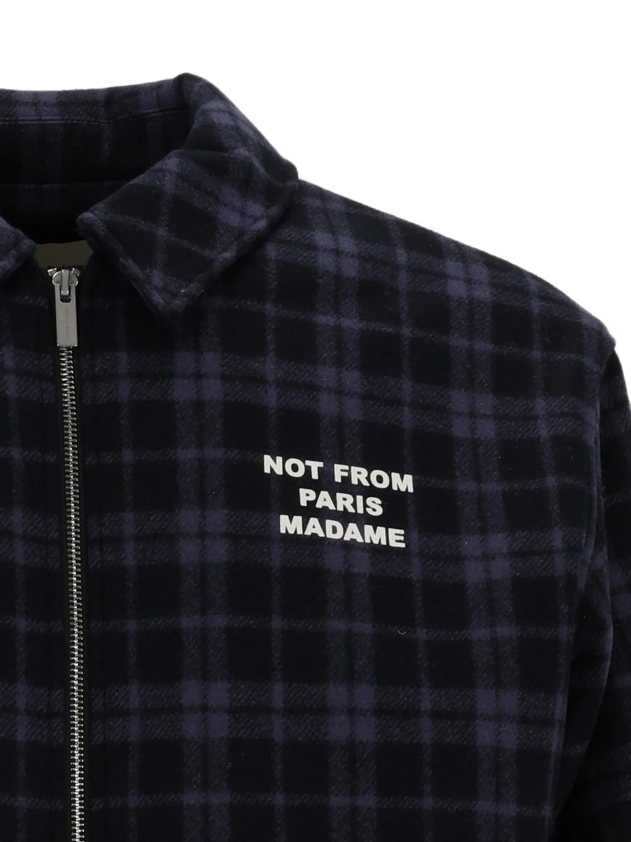 Drole De Monsieur Drole De Monsieur Check-pattern Slogan Jacket, view 2