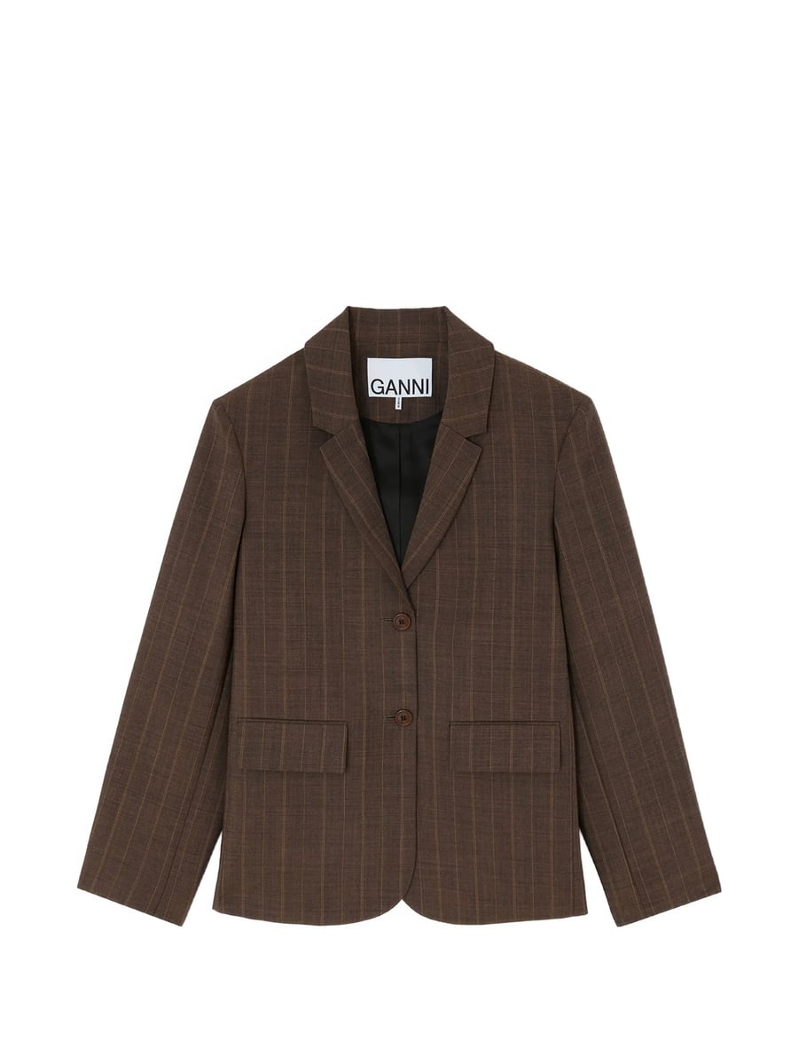 Ganni Ganni Pinstriped Wool Blazer