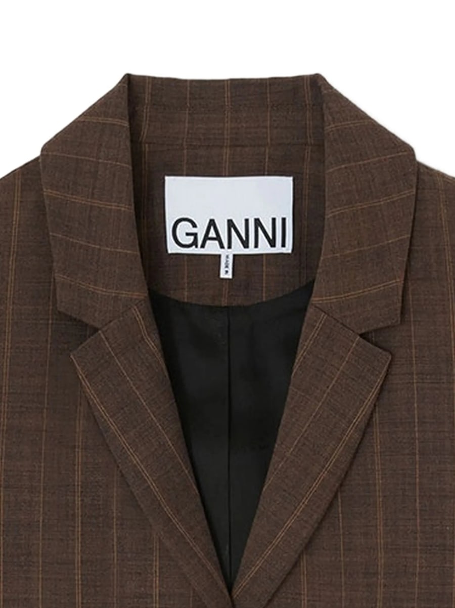 Ganni Ganni Pinstriped Wool Blazer, view 2