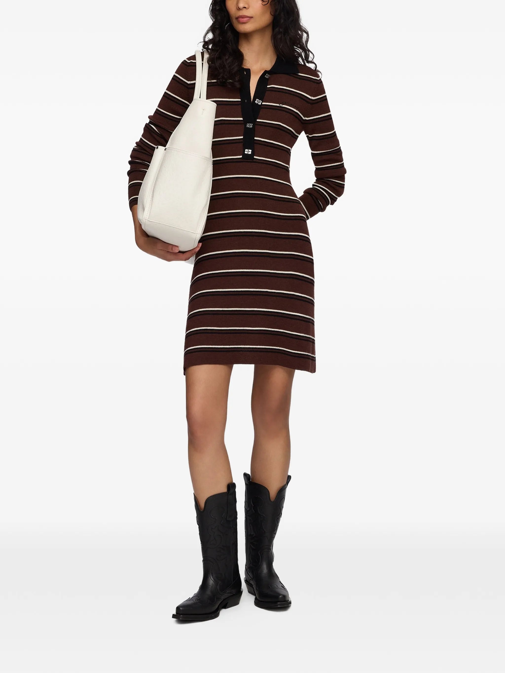 Ganni Ganni Striped Polo Mini Dress, view 2