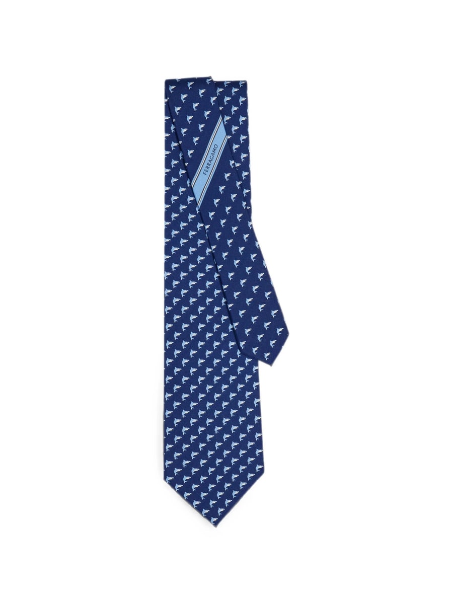 Ferragamo Ferragamo Shark-print Silk Tie, view 2