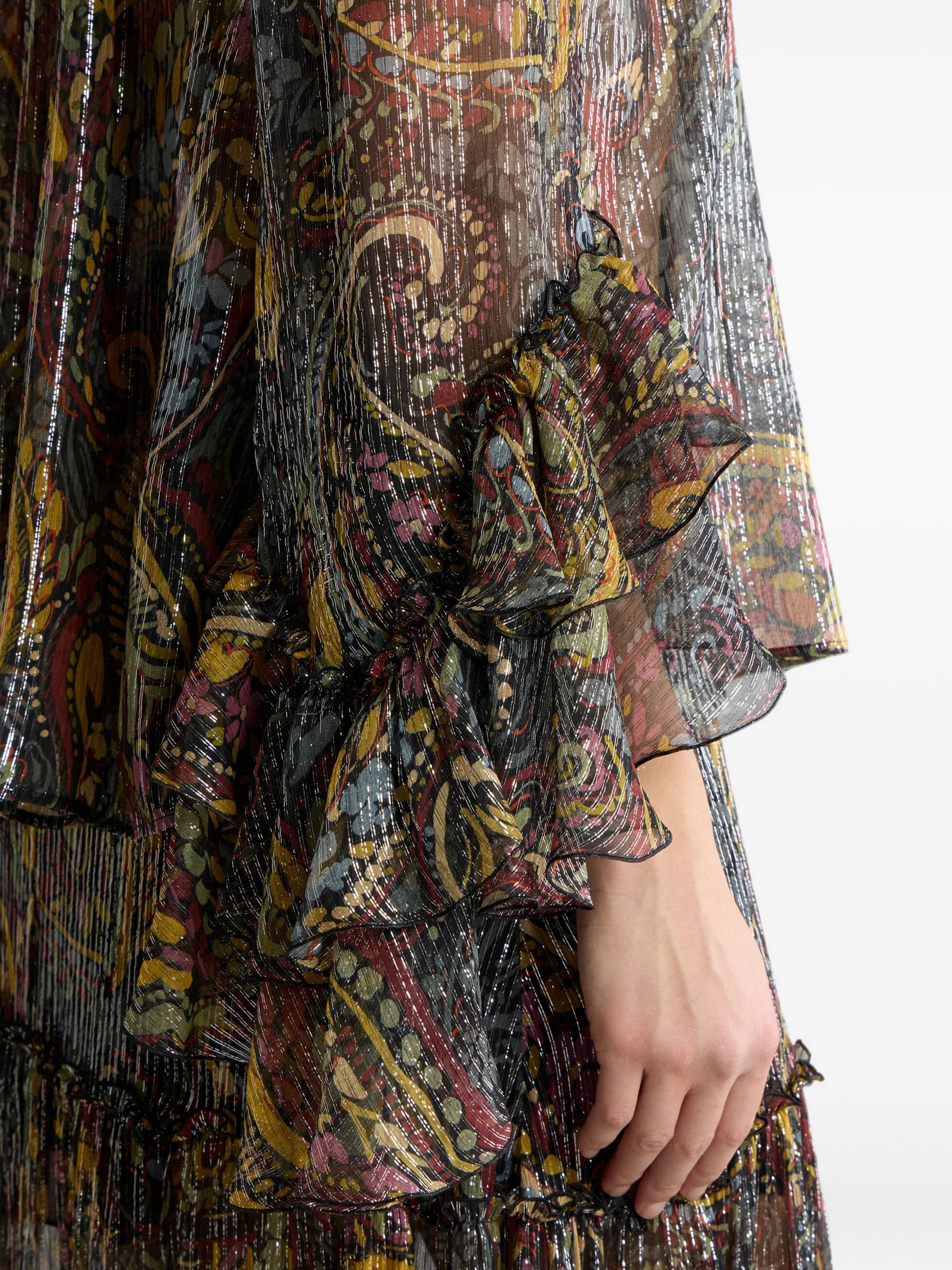 Etro Etro Silk Shirt With Ruffle And Striped Floral Paisley Motif, view 2