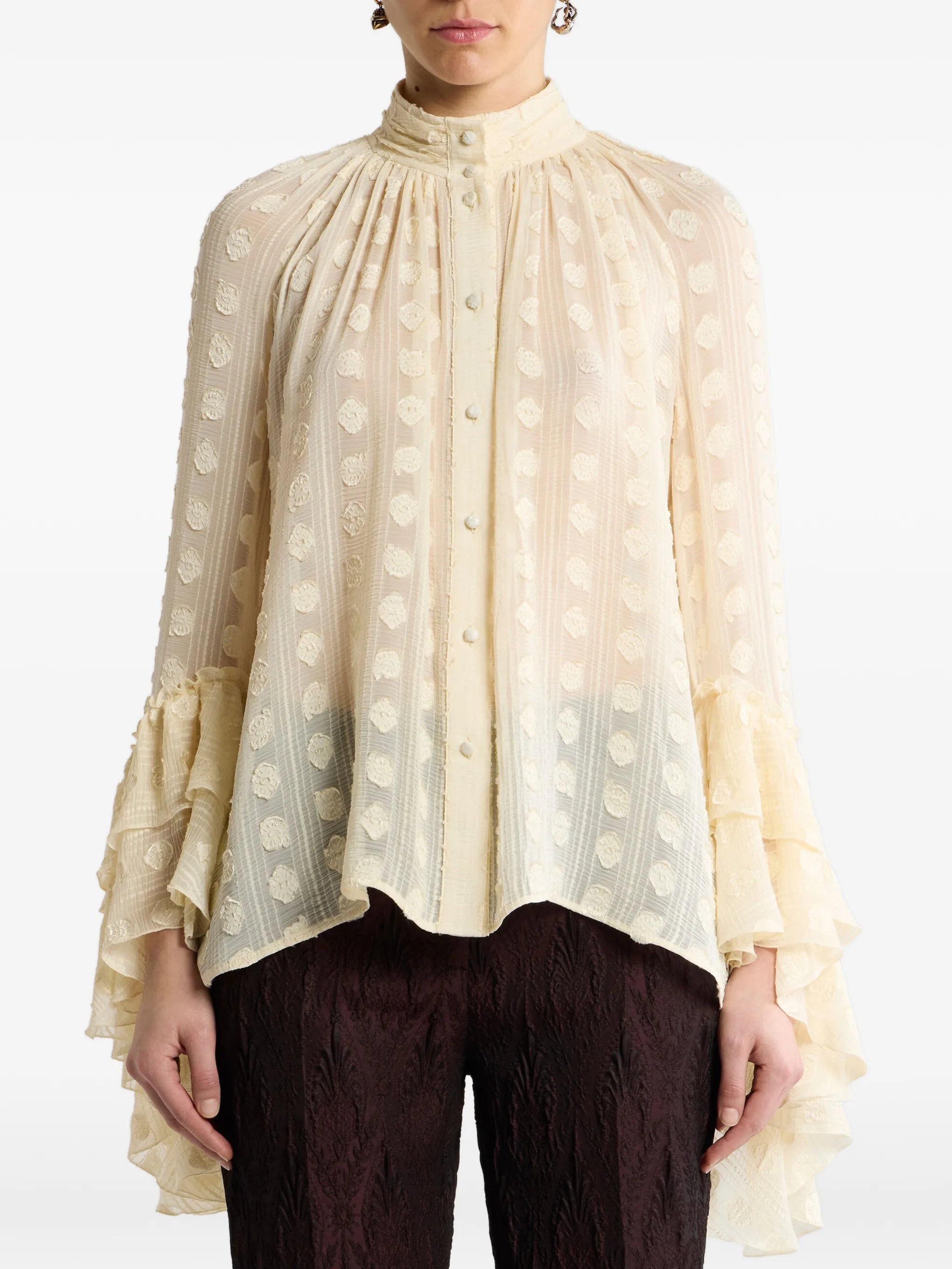 Etro Etro Jacquard Shirt With Ruffles And Fil Coupé, view 2