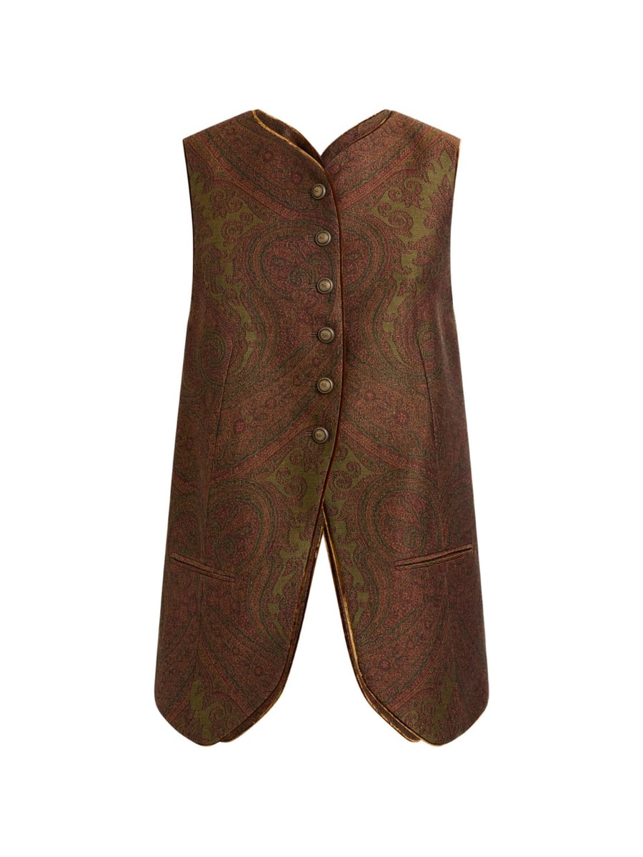 Etro Etro Wool-blend Jacquard Waistcoat With Paisley Motif