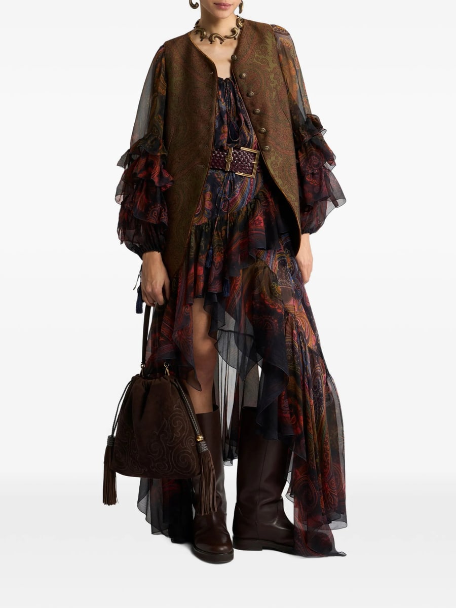 Etro Etro Wool-blend Jacquard Waistcoat With Paisley Motif, view 2