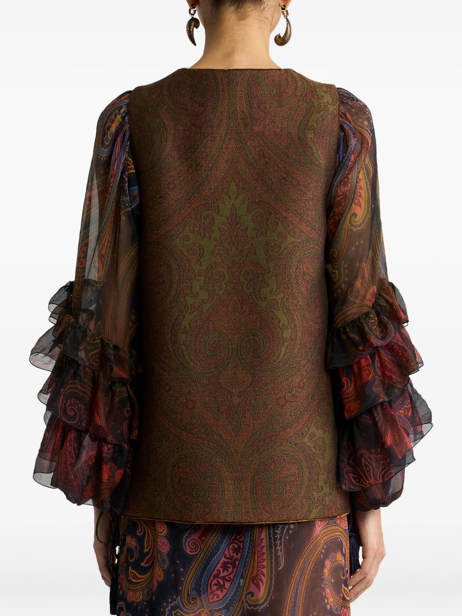 Etro Etro Wool-blend Jacquard Waistcoat With Paisley Motif, view 3