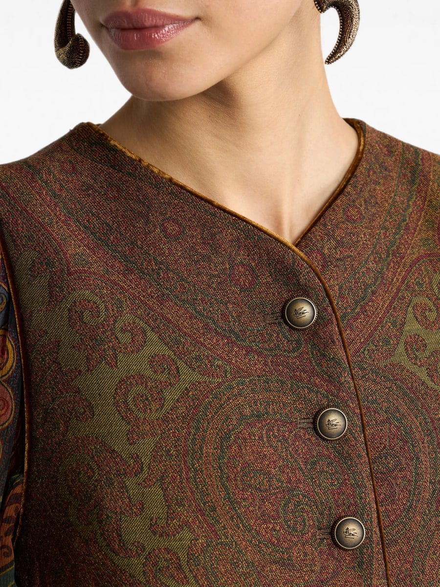 Etro Etro Wool-blend Jacquard Waistcoat With Paisley Motif, view 4
