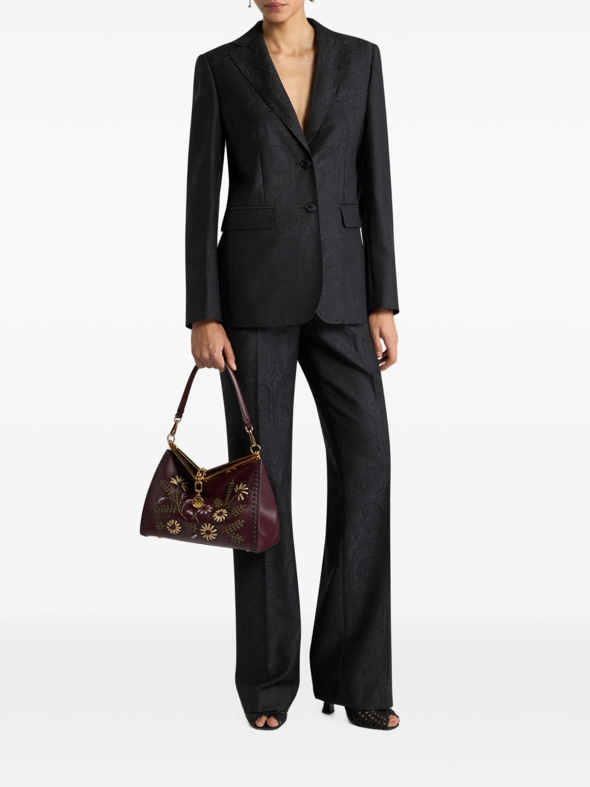 Etro Etro Wool Jacquard Trousers With Arnica Motif, view 2