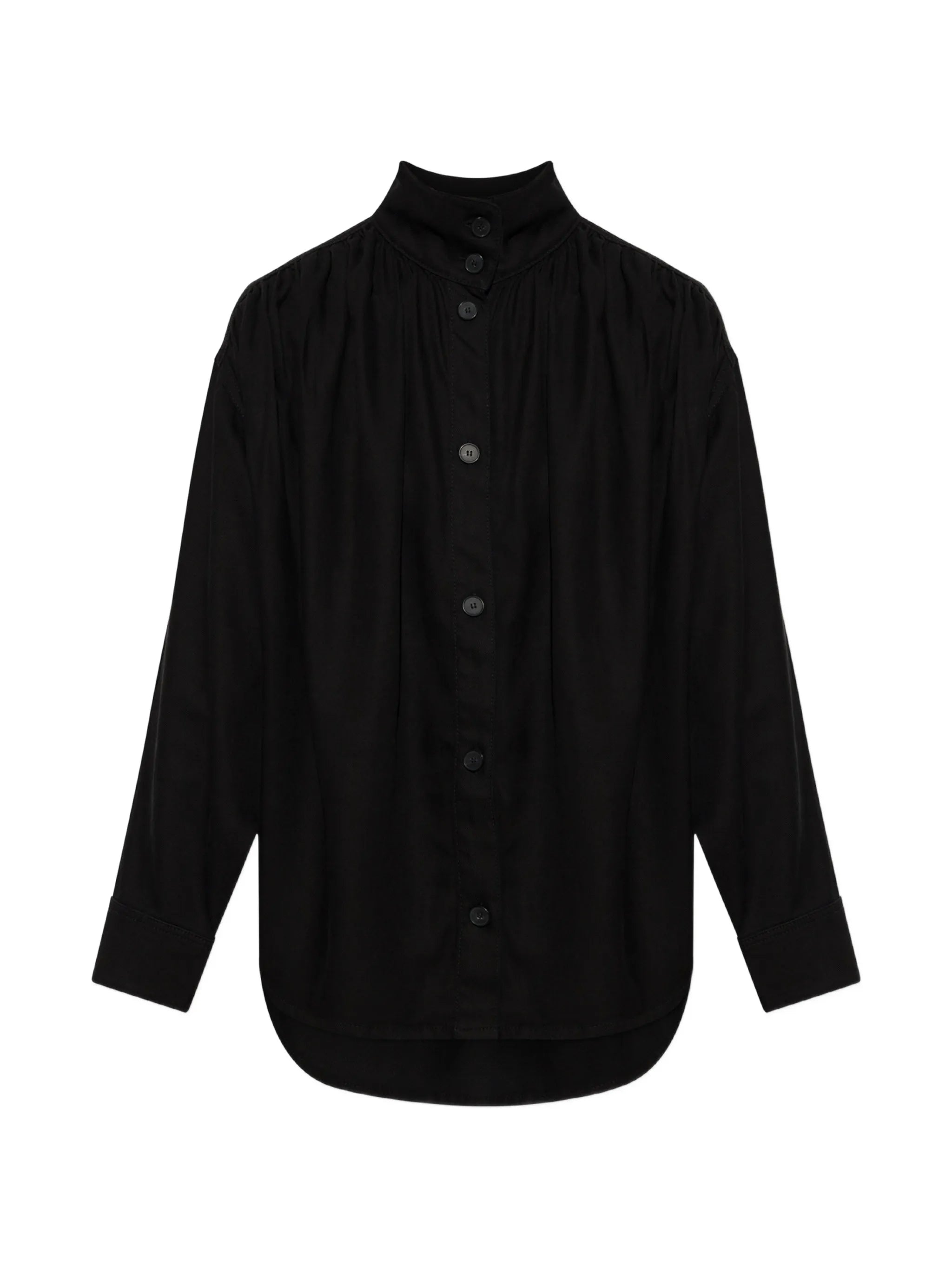 Iro Iro Fenyra High-neck Gathered Denim Shirt