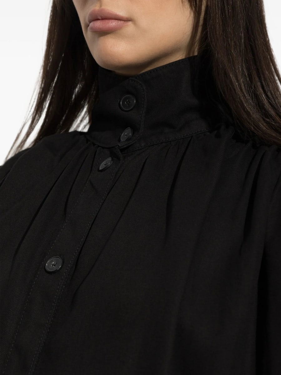 Iro Iro Fenyra High-neck Gathered Denim Shirt, view 2