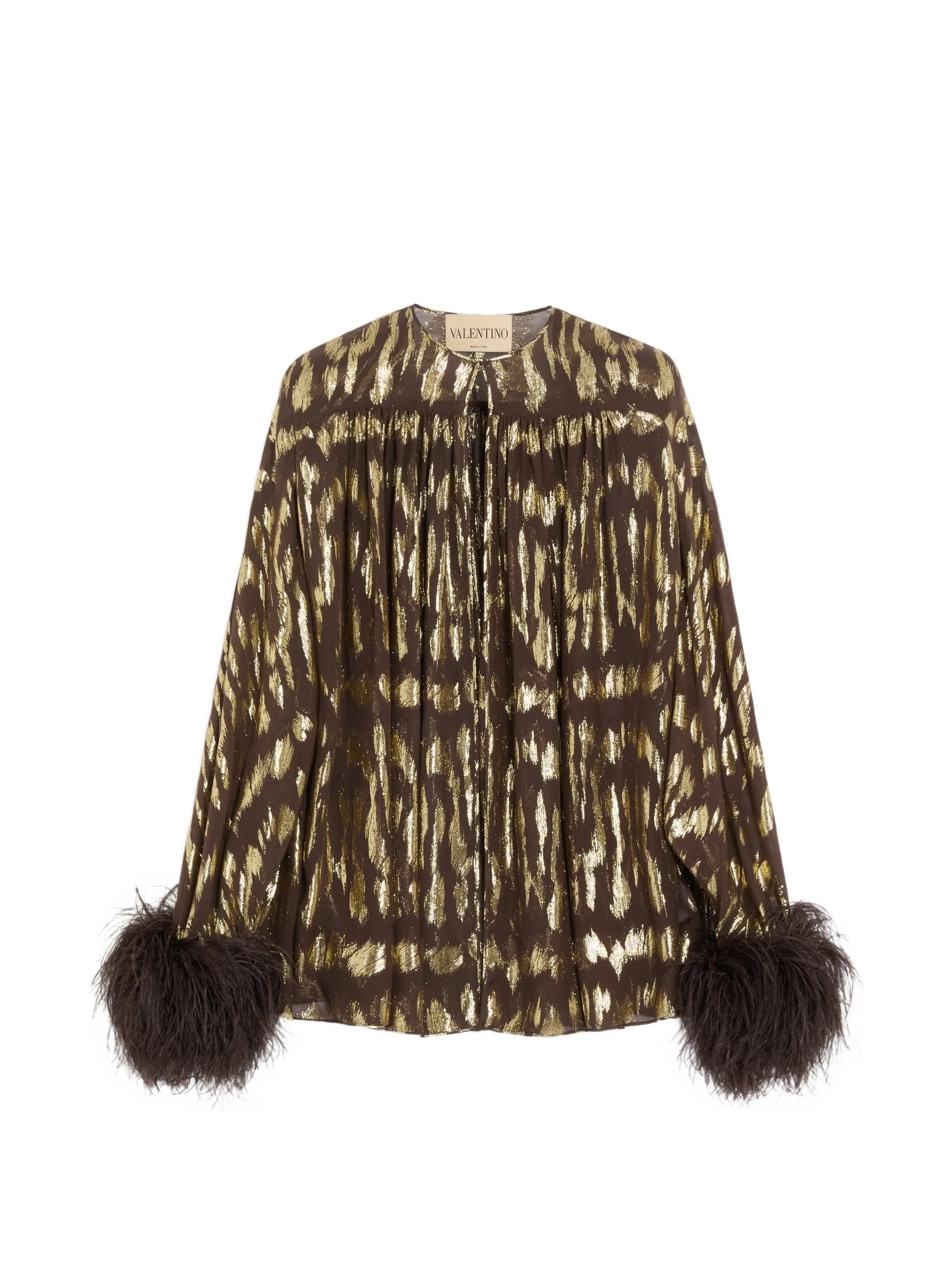 Valentino Valentino Shirt In Gattocivetta Fauve Éclat Lurex Jacquard