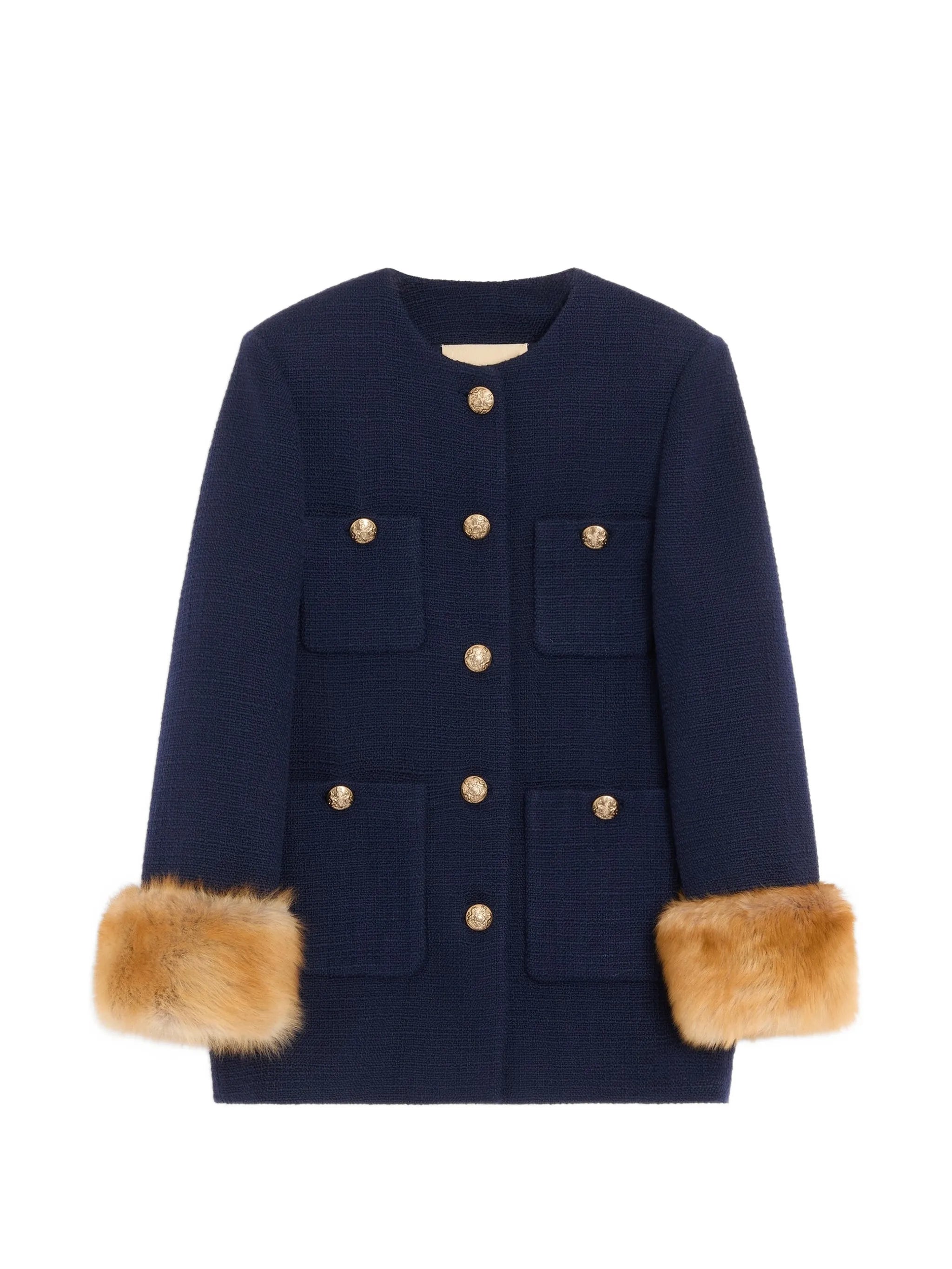 Valentino Valentino Caban In Plain Wool Tweed