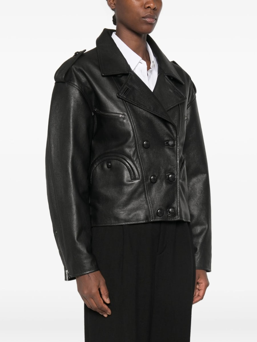 Blazé Milano Blazé Milano Double-breasted Leather Jacket, view 4