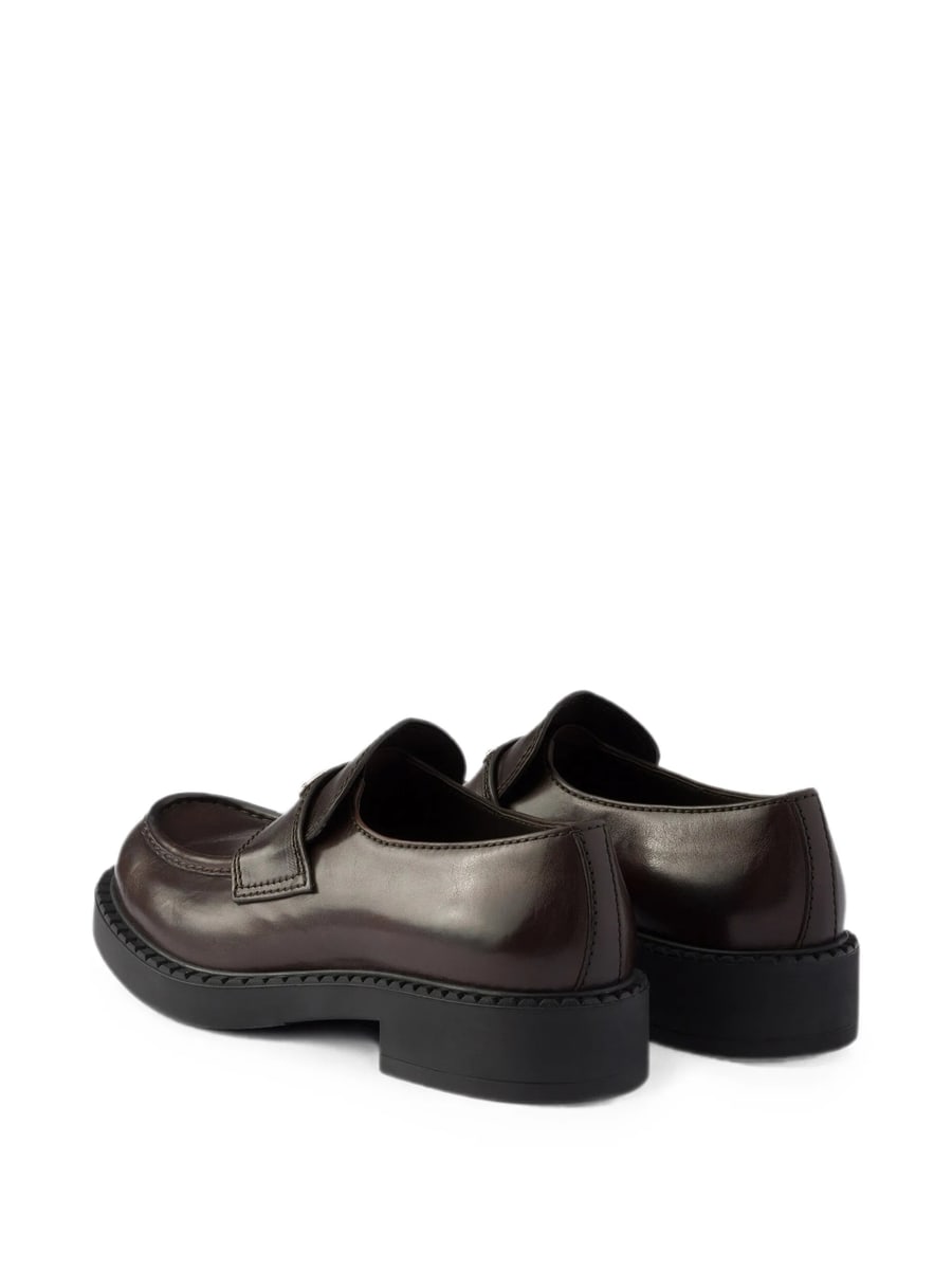 Prada Prada Chocolate Aged Leather Loafers, view 3
