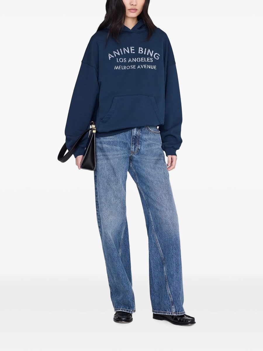 Anine Bing Anine Bing Harvey Logo-detail Hoodie, view 4