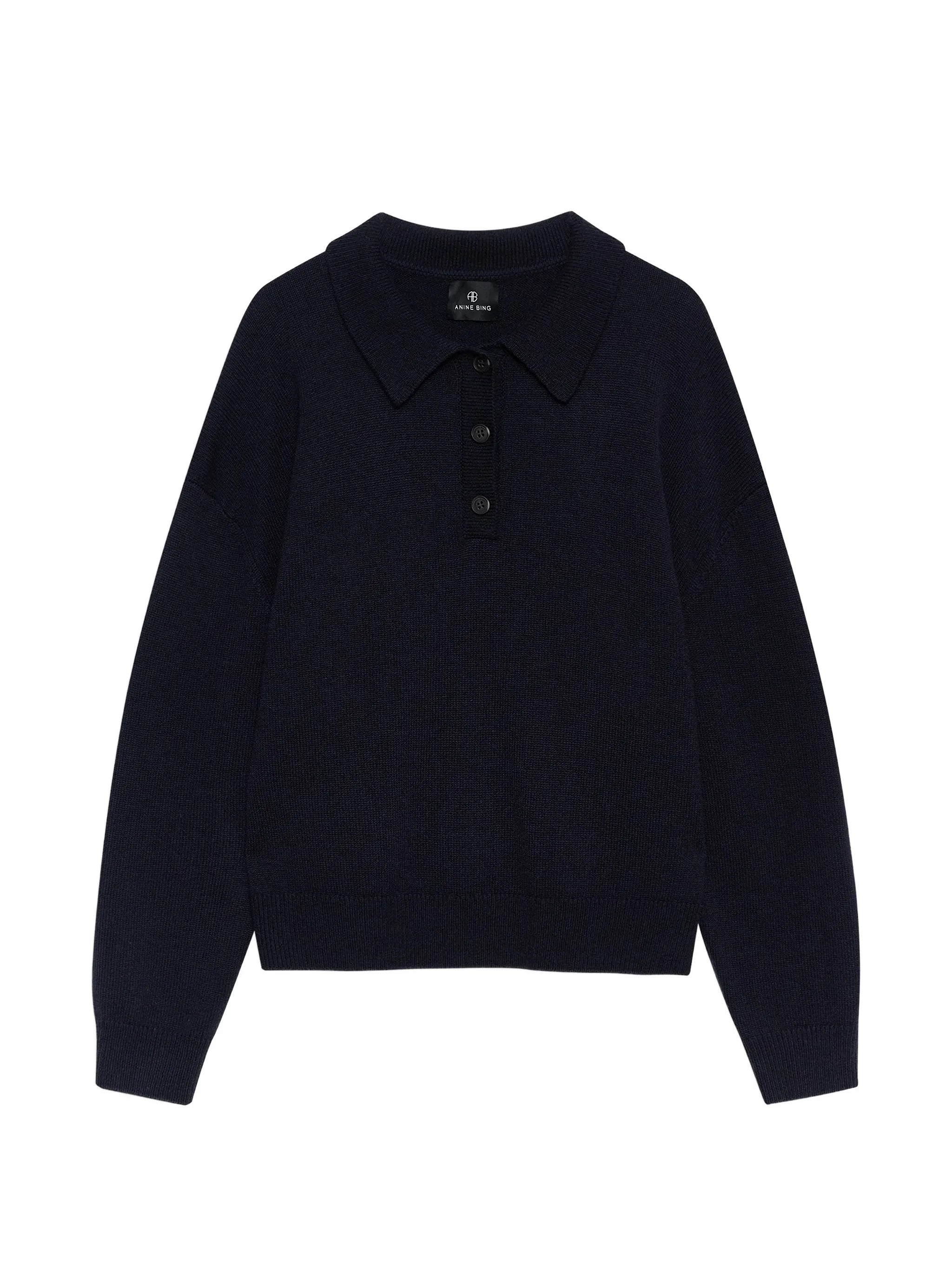 Anine Bing Anine Bing Lee Polo Sweater - Navy