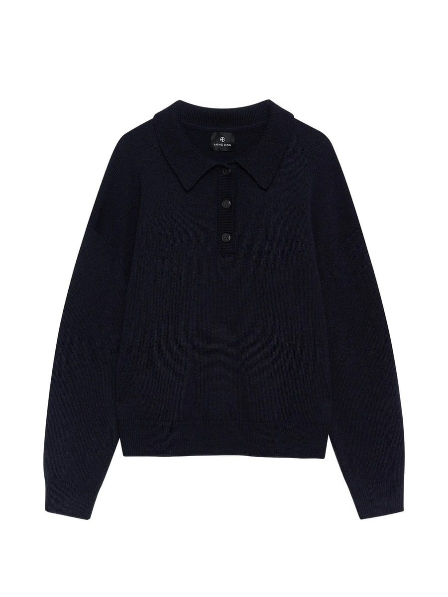 Anine Bing Anine Bing Lee Polo Sweater - Navy