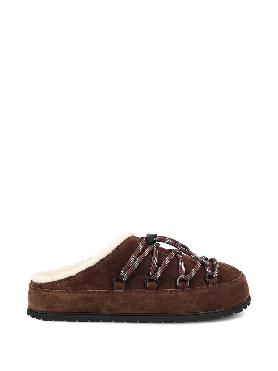 Prada Prada Shearling-lined Lace-up Mules