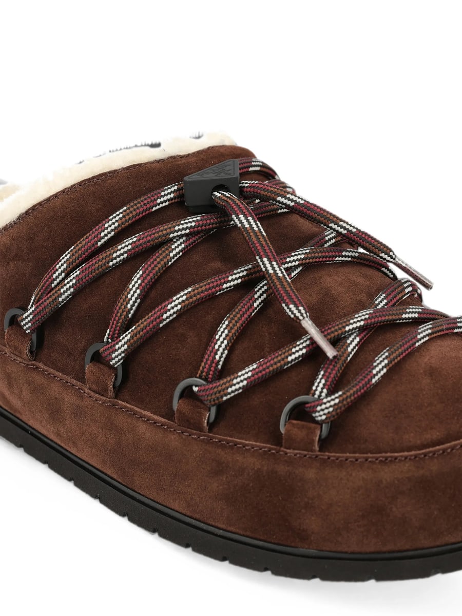 Prada Prada Shearling-lined Lace-up Mules, view 2