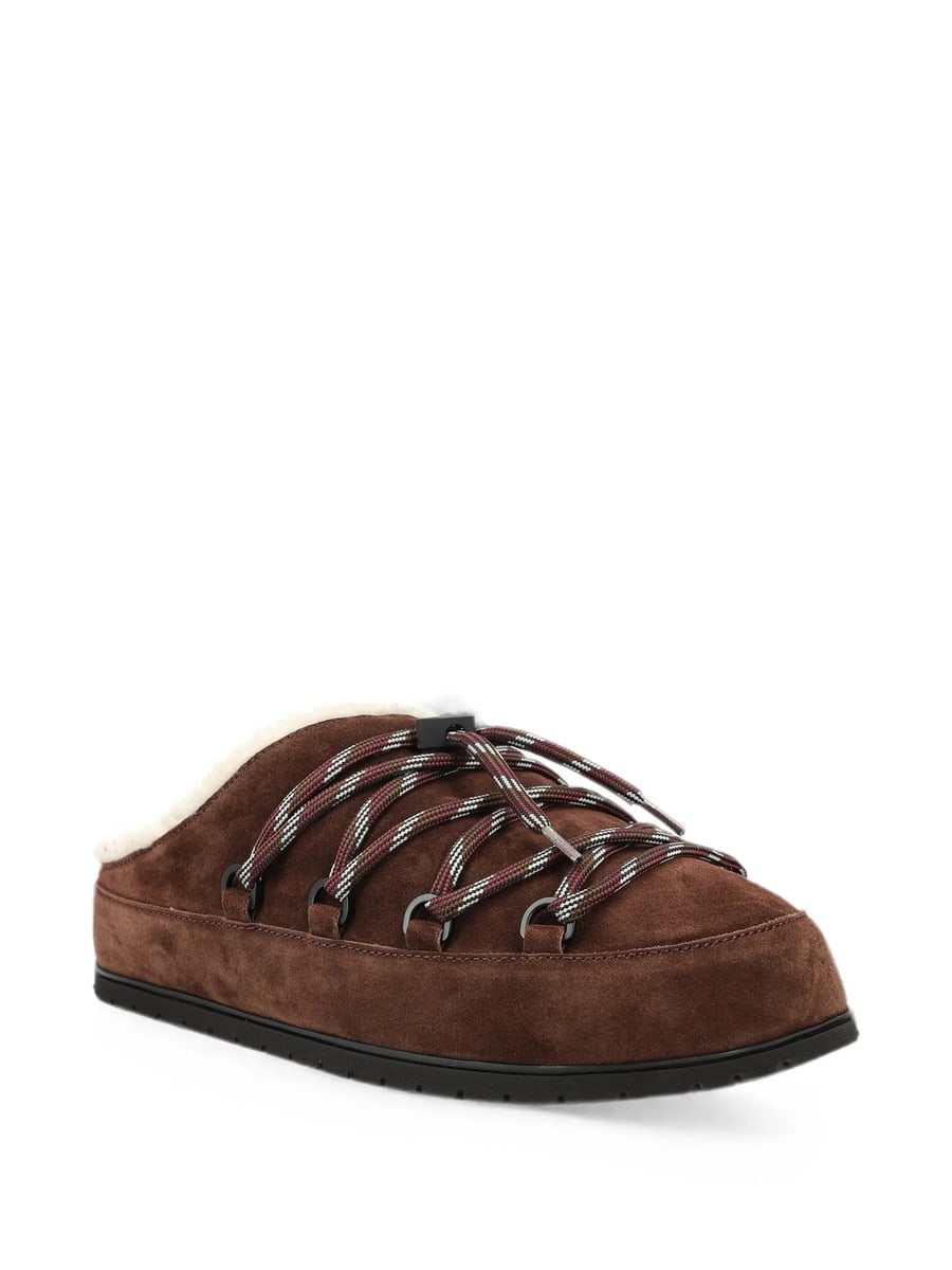 Prada Prada Shearling-lined Lace-up Mules, view 3