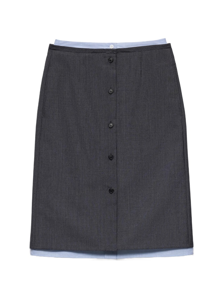 Prada Prada Light Mohair And Chambray Skirt