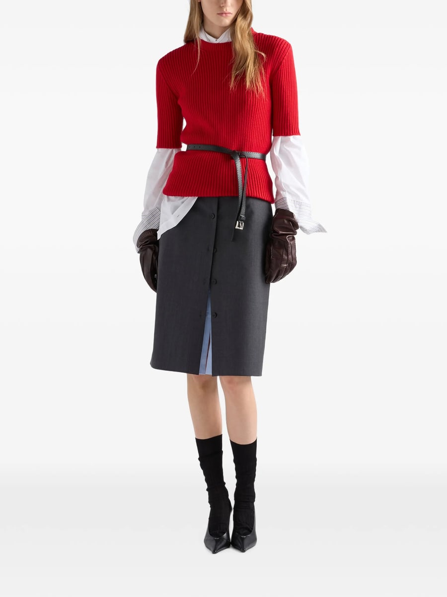 Prada Prada Light Mohair And Chambray Skirt, view 4