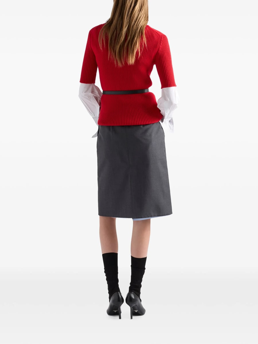 Prada Prada Light Mohair And Chambray Skirt, view 5