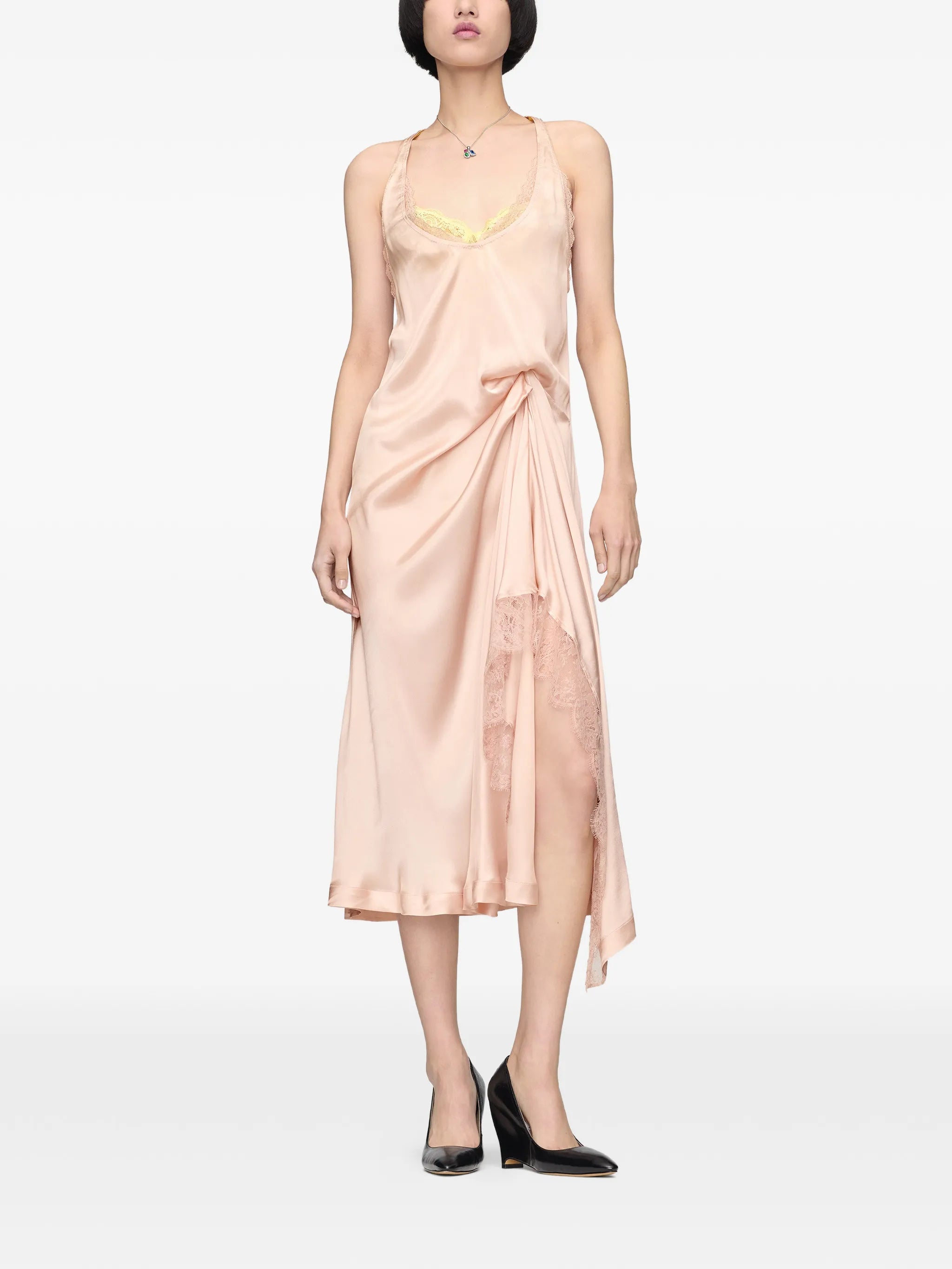 Maison Margiela Maison Margiela Lace-trim Asymmetric Midi Dress, view 2