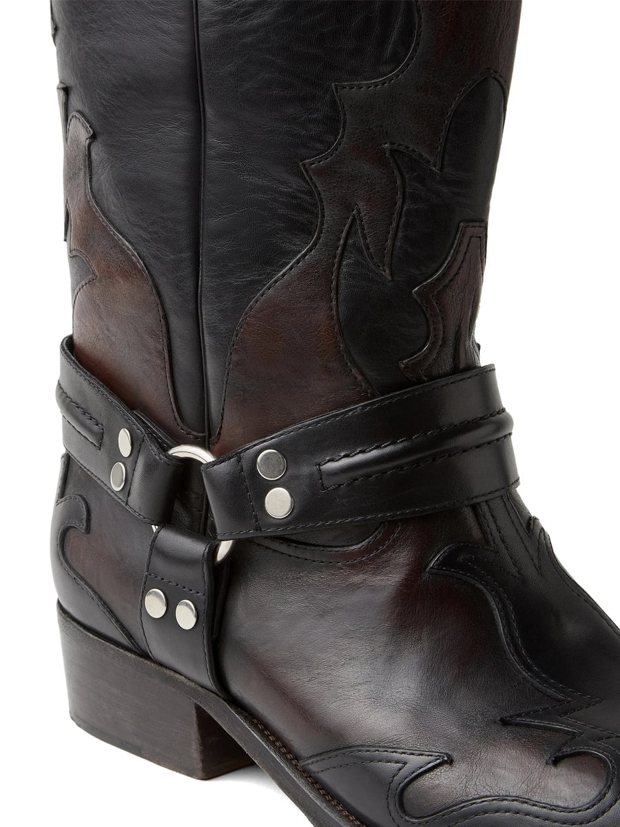 Versace Versace Sylvester Leather Texan Boots, view 4