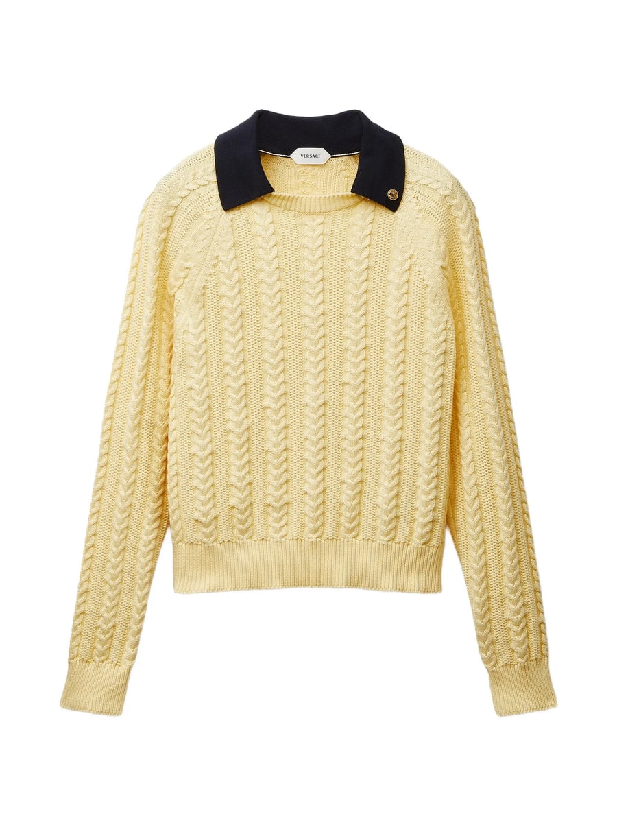 Versace Versace Cable-knit Contrasting-collar Sweater