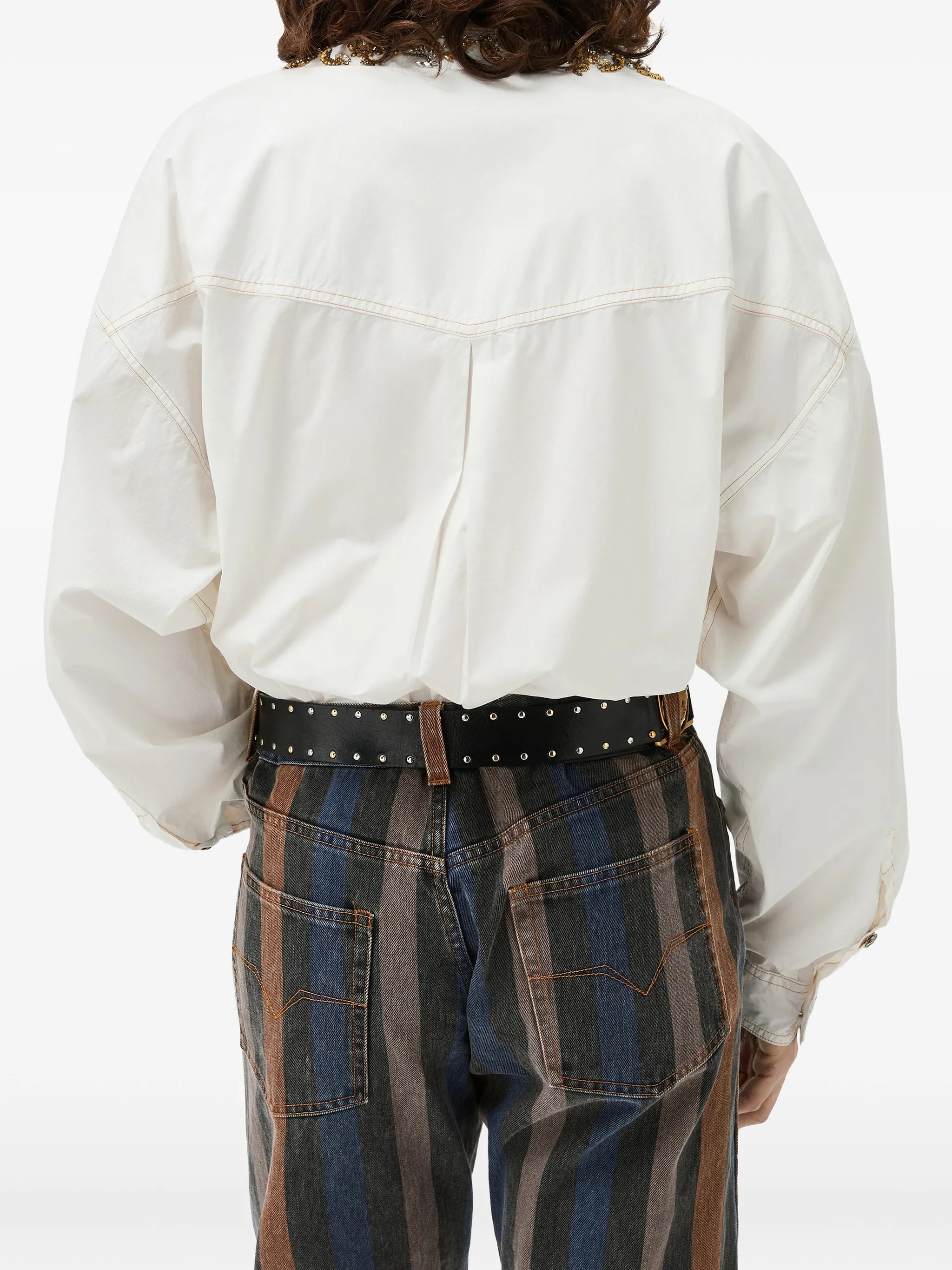 Versace Versace Embroidered Cotton-poplin Shirt, view 2