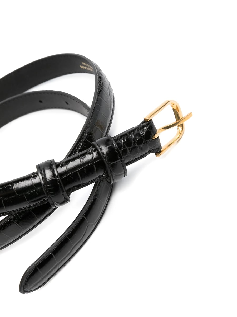 Nili Lotan Nili Lotan Crocodile-embossed Leather Belt, view 2