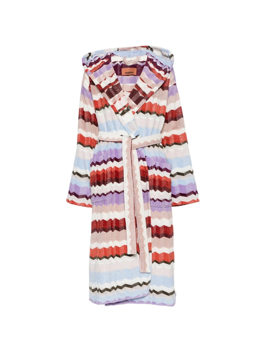 Missoni Home Missoni Home Zigzag-pattern Hooded Cotton Bathrobe