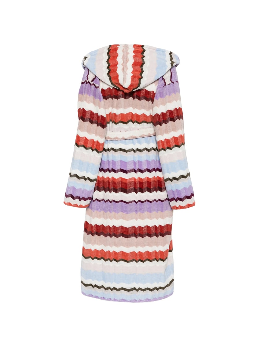 Missoni Home Missoni Home Zigzag-pattern Hooded Cotton Bathrobe, view 3