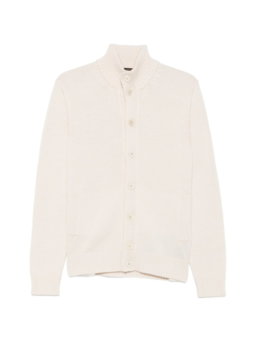 Zanone Zanone Ribbed-knit High-neck Wool Cardigan
