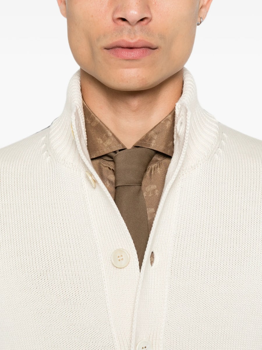 Zanone Zanone Ribbed-knit High-neck Wool Cardigan, view 2