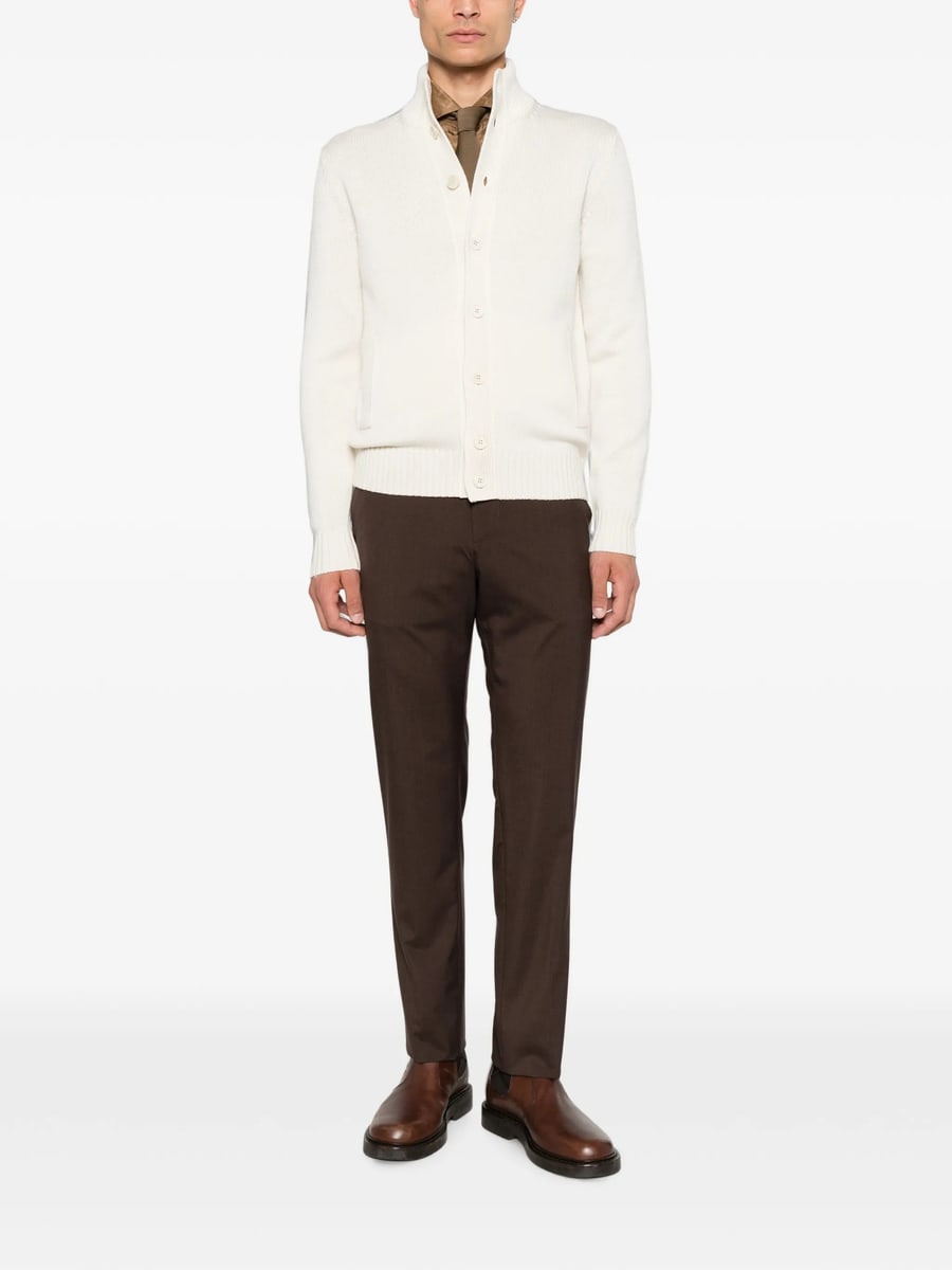 Zanone Zanone Ribbed-knit High-neck Wool Cardigan, view 3