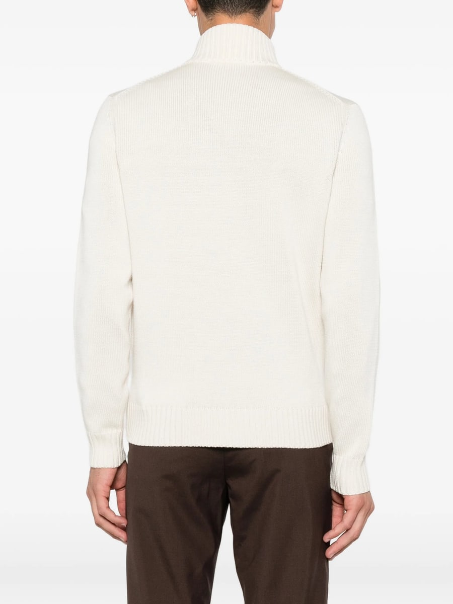 Zanone Zanone Ribbed-knit High-neck Wool Cardigan, view 4