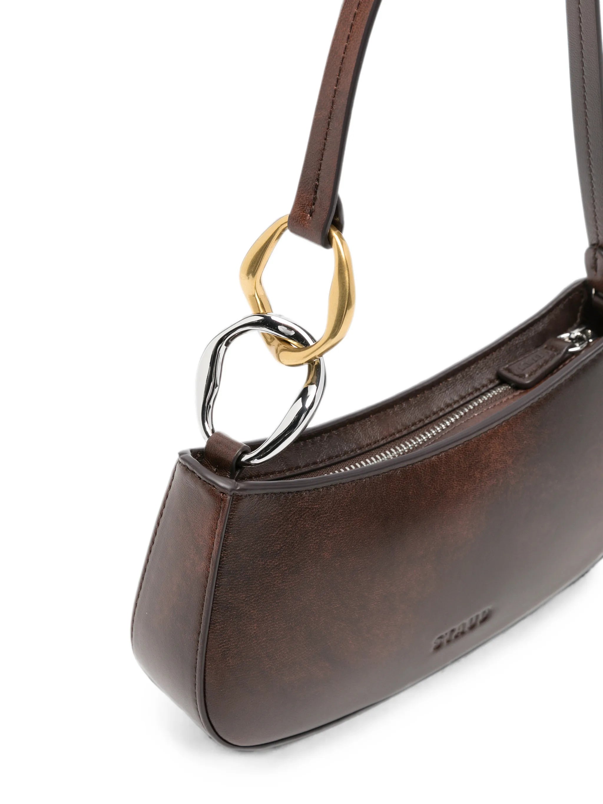 Staud Staud Ollie Interlocking-link Leather Shoulder Bag, view 2
