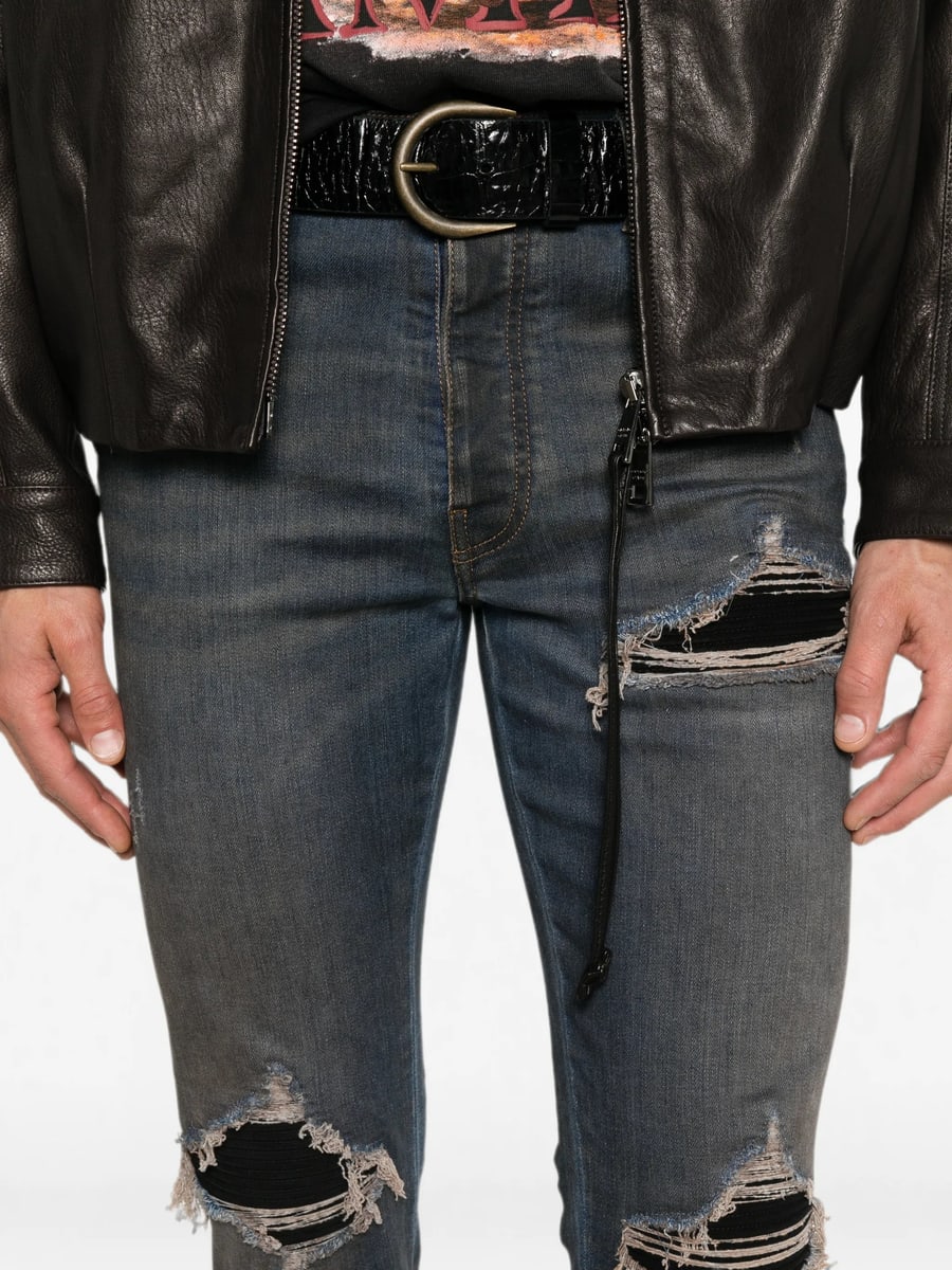 Amiri Amiri Ultrasuede MX1 Distressed Slim-fit Jeans, view 4