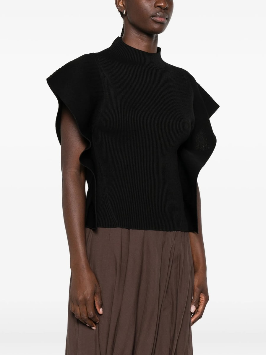 Cfcl Cfcl Portrait Ruffled-sleeves Ribbed Top, view 4