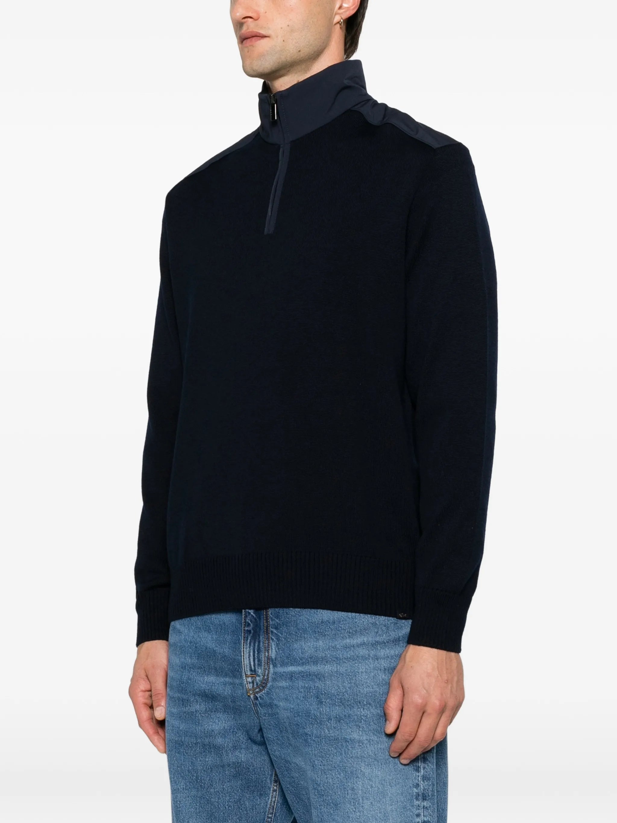 Paul & Shark Paul & Shark Quarter-zip Panelled Sweater, view 2