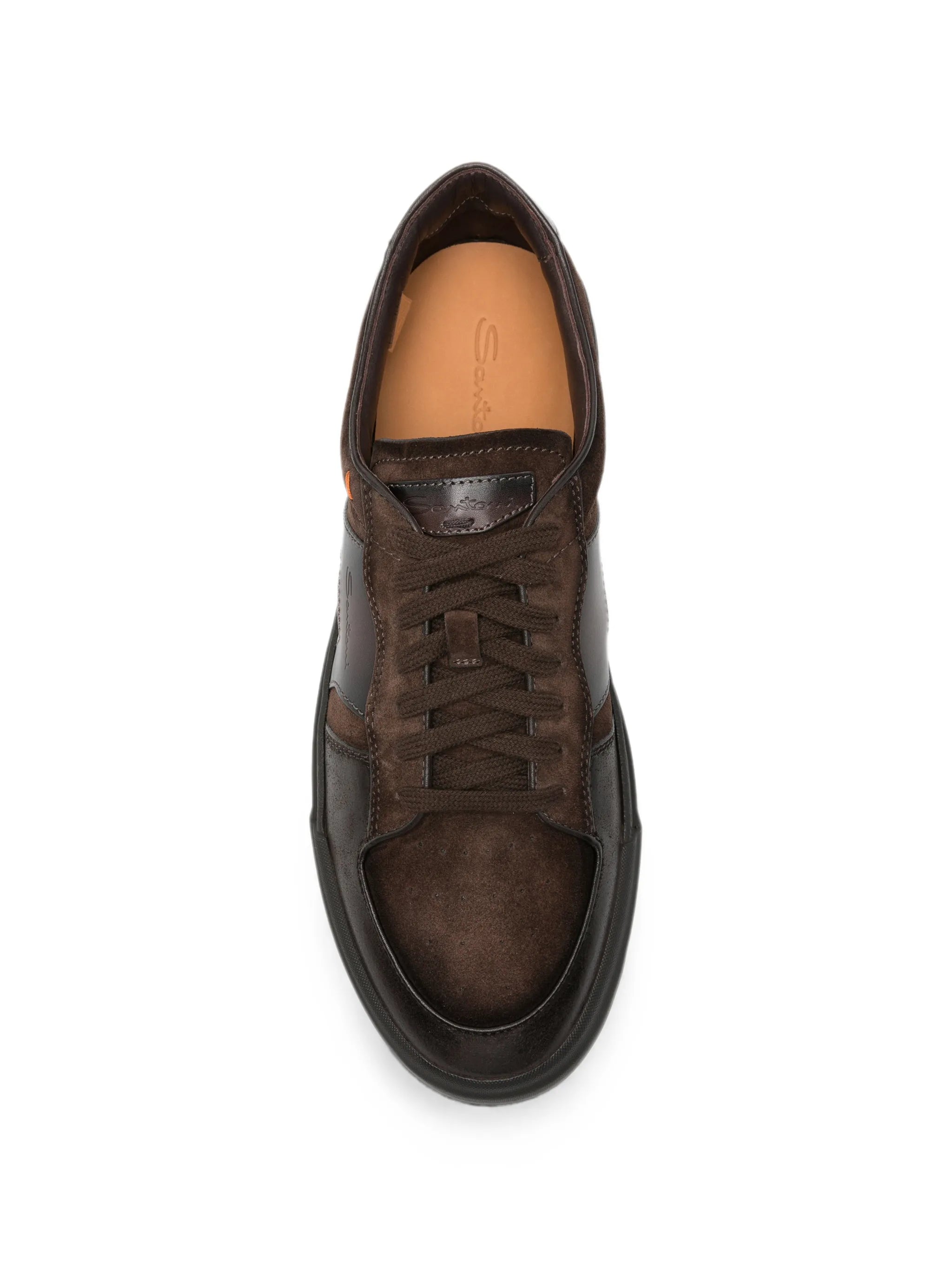 Santoni Santoni Suede-panelled Leather Sneakers, view 2