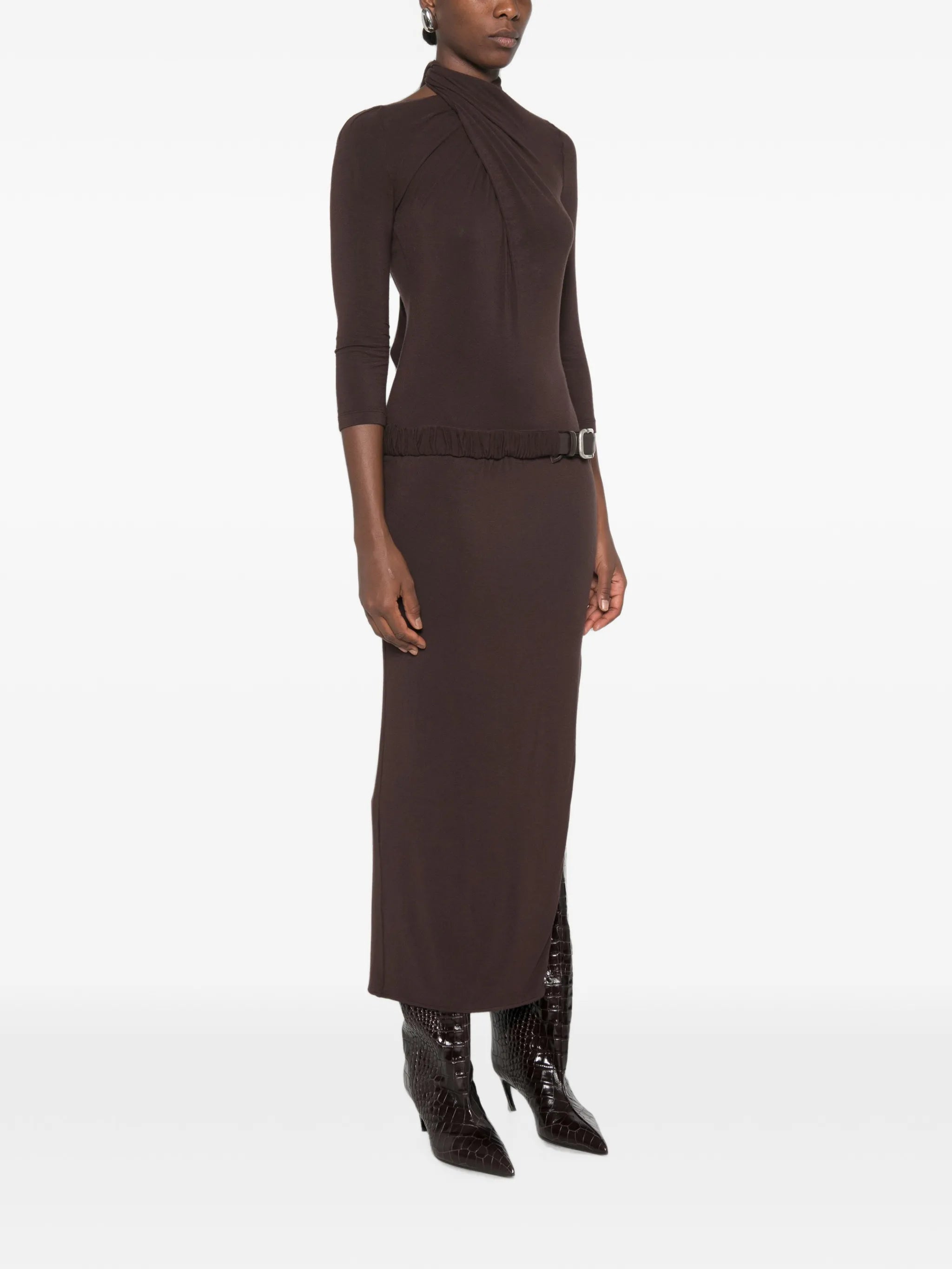 The Attico The Attico Belted Open-back Maxi Dress, view 2