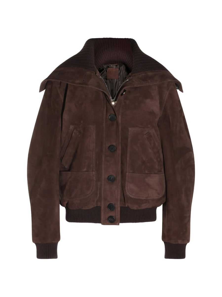 The Attico The Attico Ribbed-collar Suede Jacket