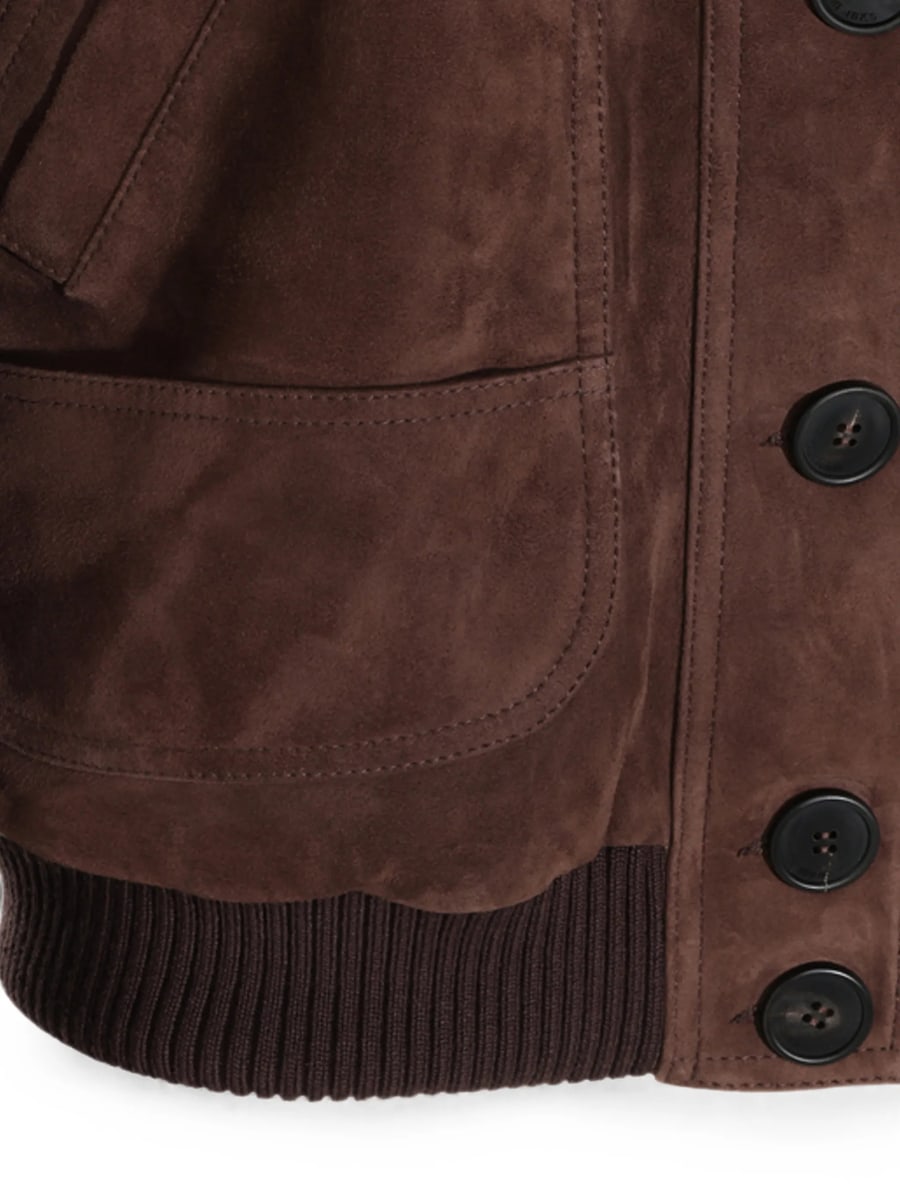 The Attico The Attico Ribbed-collar Suede Jacket, view 2