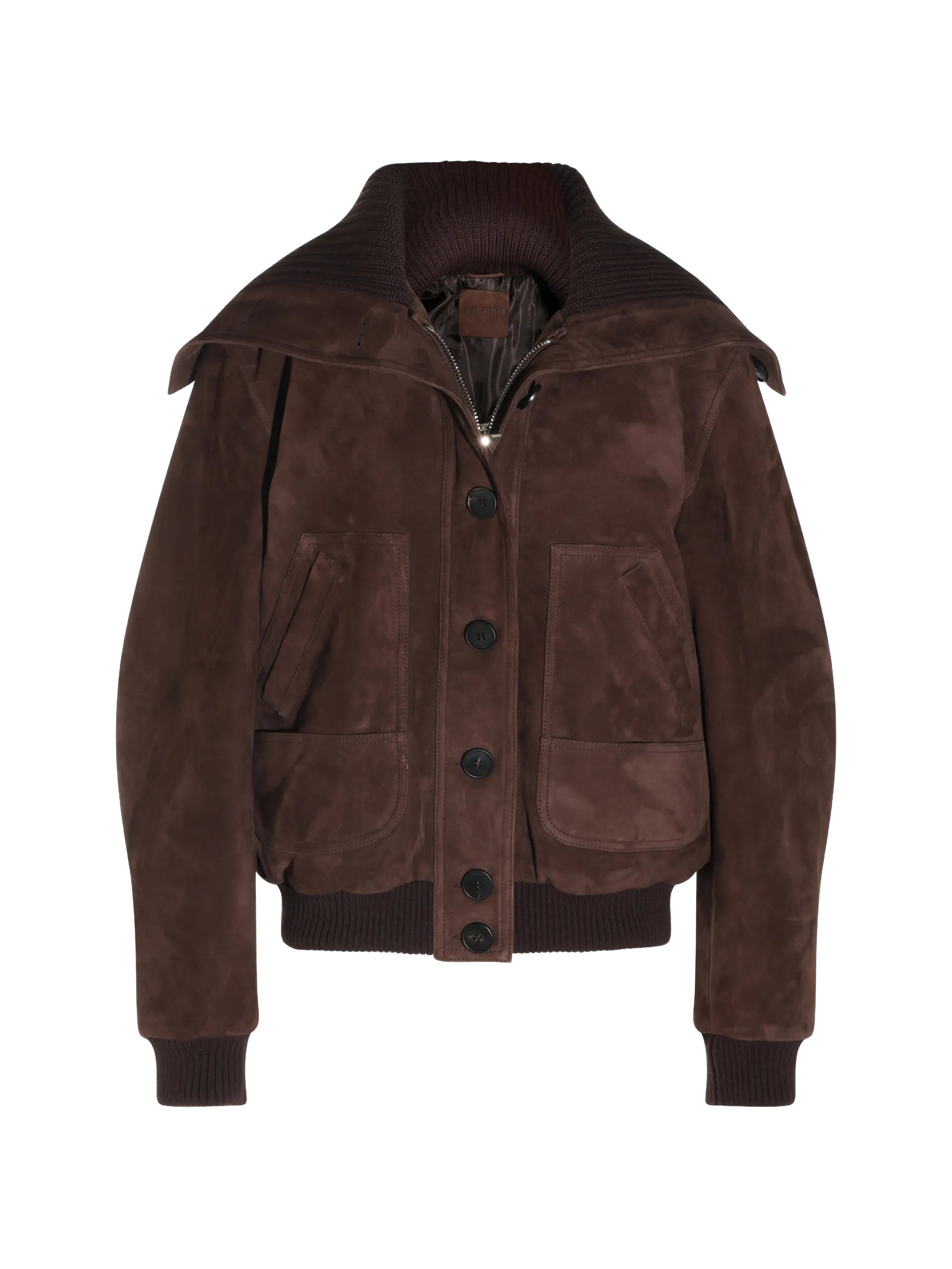 The Attico The Attico Ribbed-collar Suede Jacket