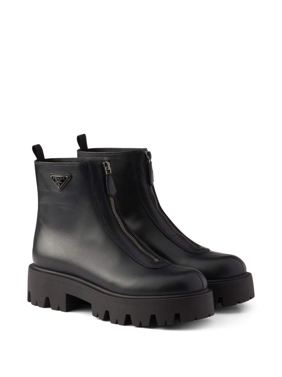 Prada Prada Zipper Leather Boots, view 3