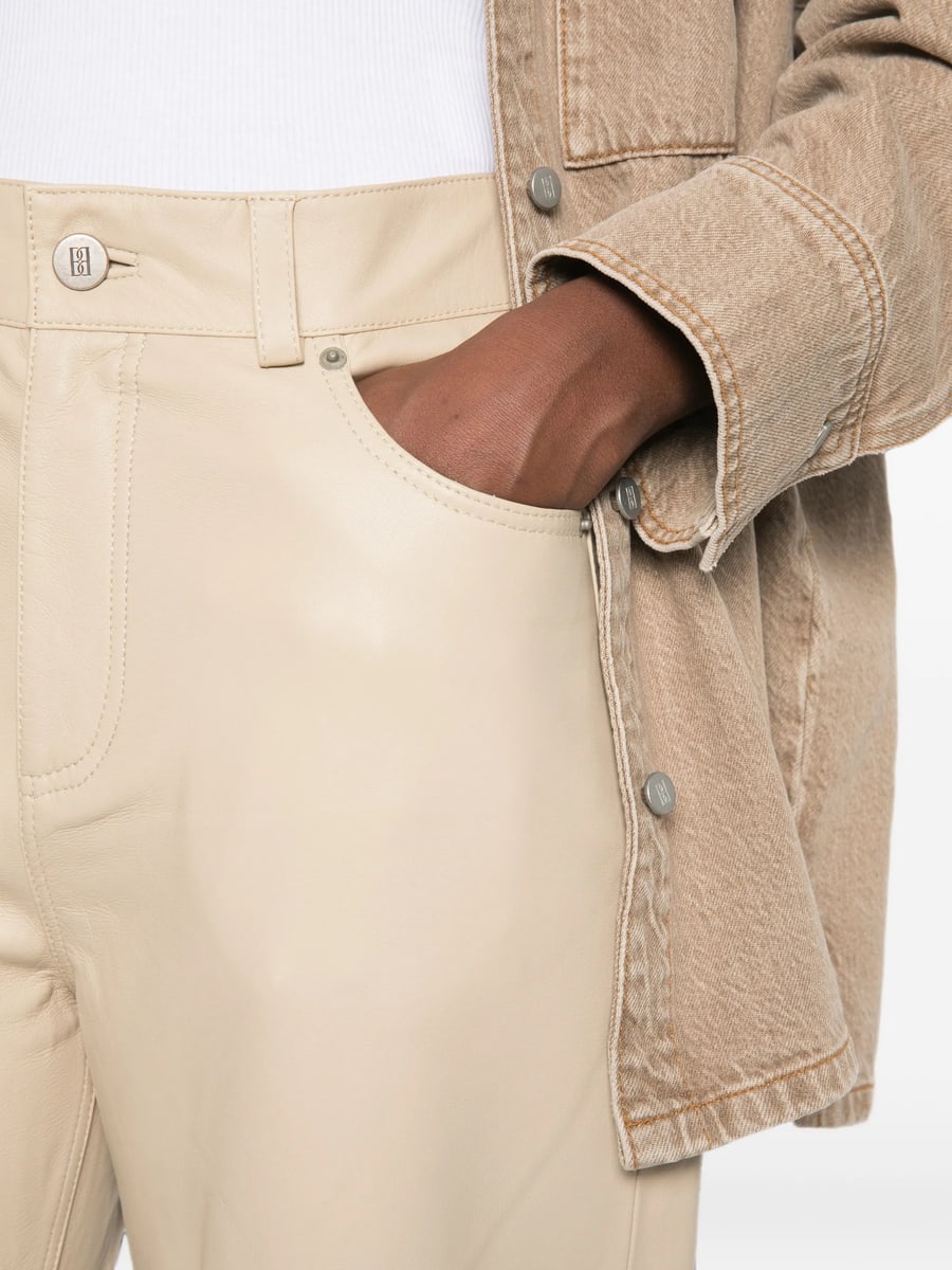 By Malene Birger By Malene Birger Wide-leg Leather Trousers, view 2