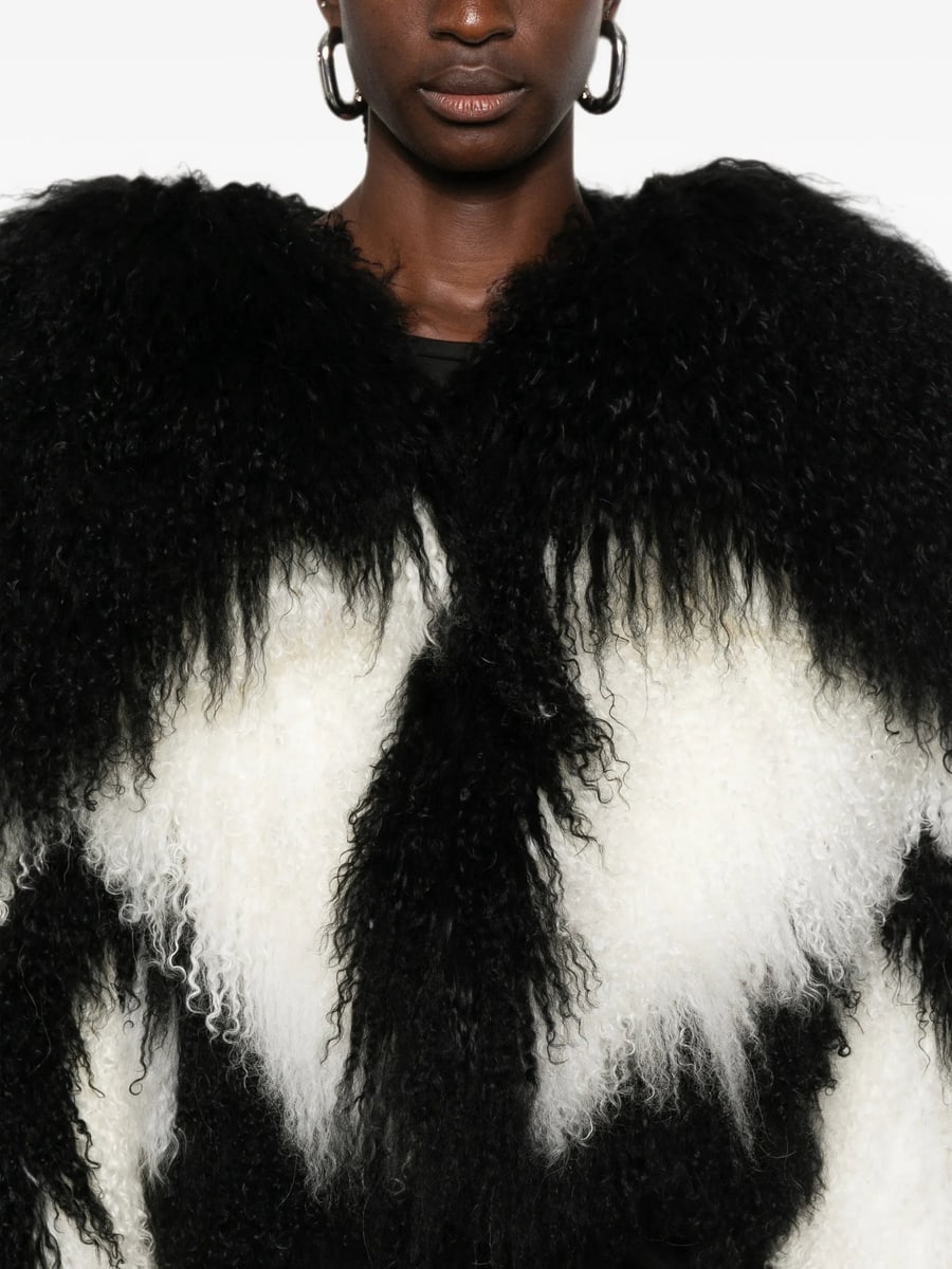 The Attico The Attico Patterned Shearling Jacket, view 3